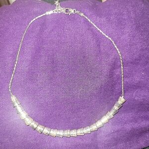 Brighton Thumbelina Thimble Necklace Beaded Silver Plate Etched Retired 19"